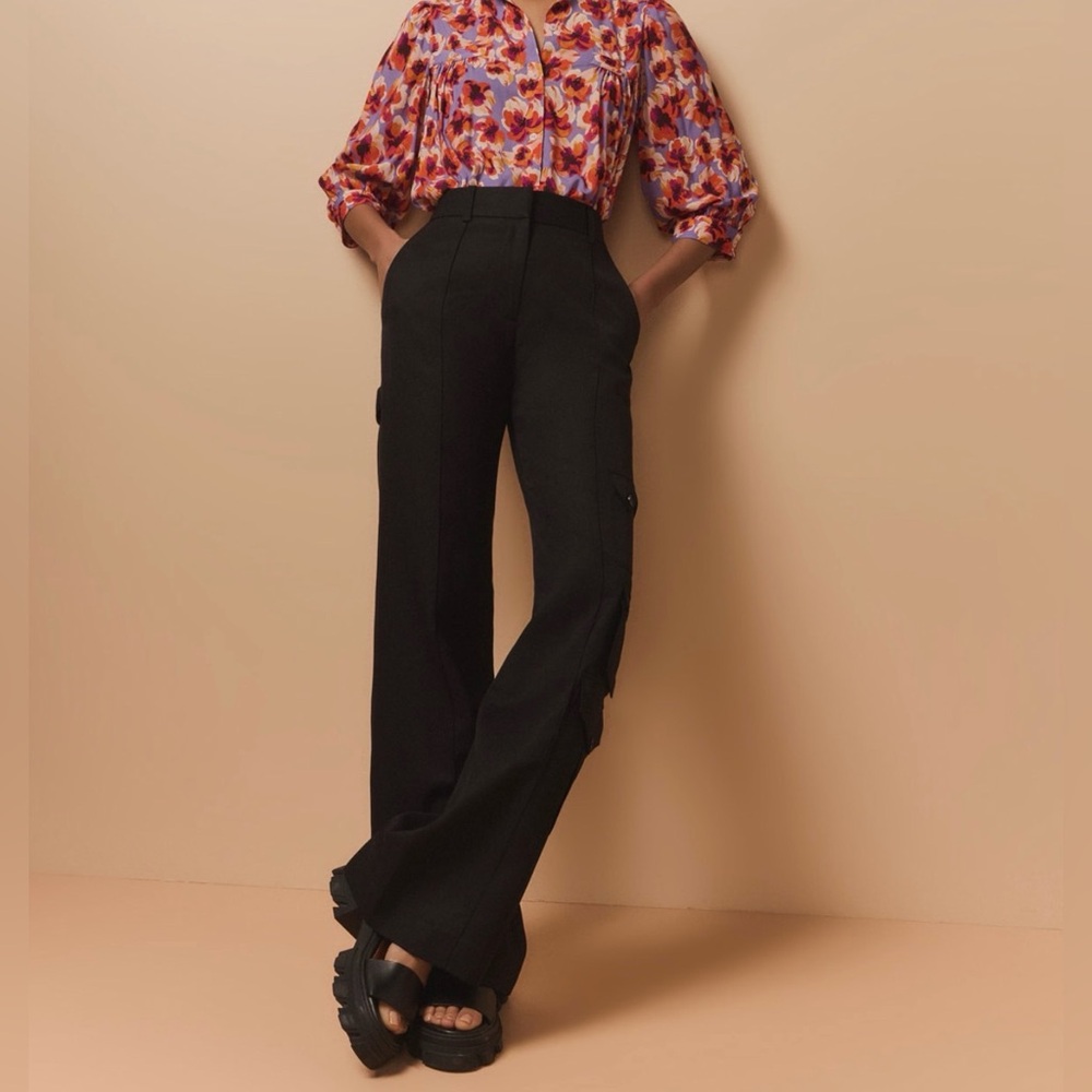 Smythe Wide Leg Cargo Flared Trousers NWT sz 2